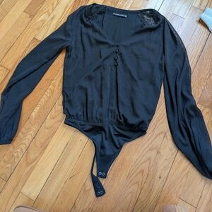 Abercrombie & Fitch Black Long Sleeve Bodysuit